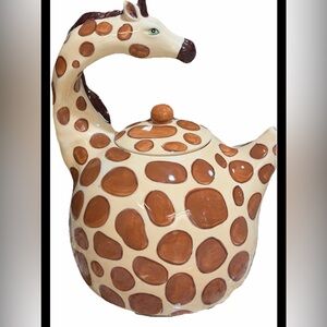 Blue Sky Ceramic Giraffe Decorative Tea Pot 2016 EUC